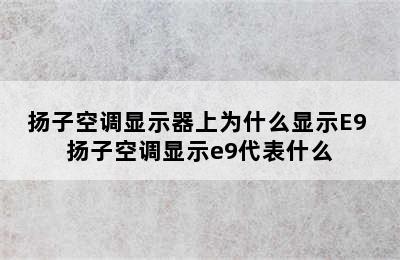 扬子空调显示器上为什么显示E9 扬子空调显示e9代表什么